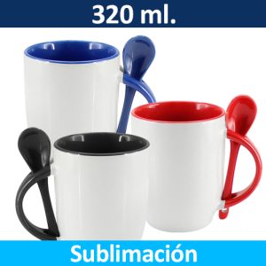 Tazon Sublimacion Bicolor con Cuchara 99444