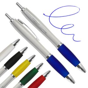 Boligrafo Plastico Colores Plateado B12